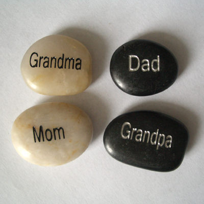 Engraved lettering pebbles